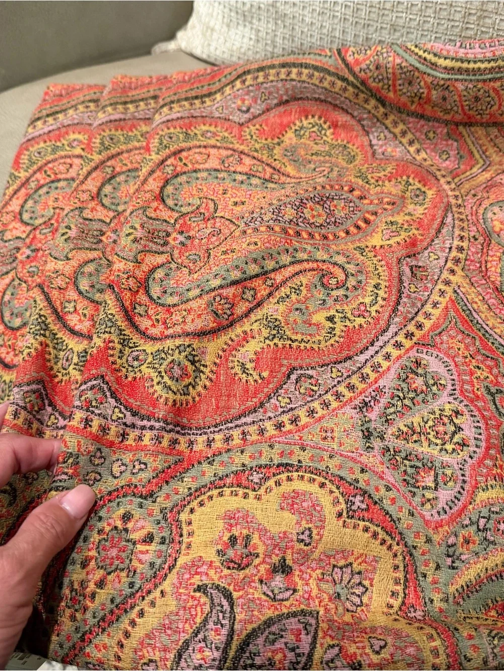 Pottery Barn Paisley Accent Pillow - Red, Pink, Yellow, Green, Black